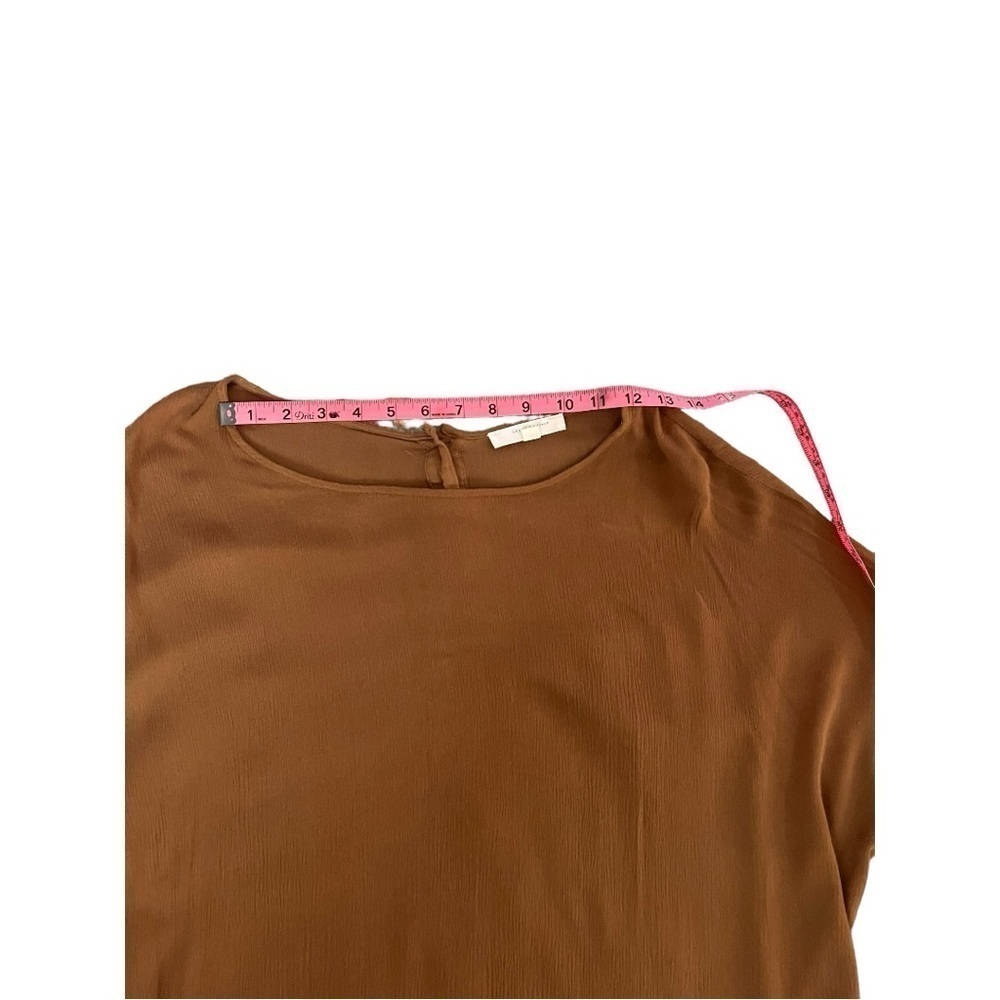 Chestnut brown woven lagenlook quarter sleeve tunic relaxed fit women's medium - Picture 6 of 8